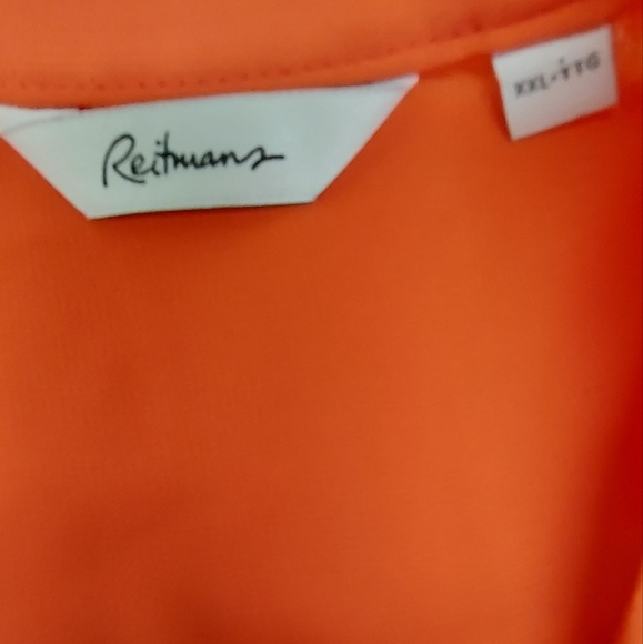 🐱 Reitmans XXL Sheer Draped Blouse Orange - Picture 2 of 8